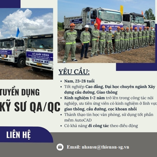 Tuyển dụng 2 kỹ sư QA / QC làm việc tại công trình xây dựng đường cao tốc Cao Lãnh - An Hữu